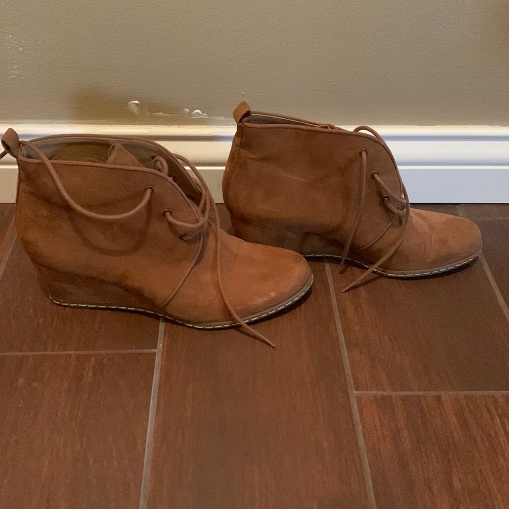 Brown suede wedges